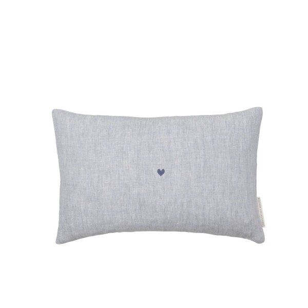 Bastion Collections Lněný polštář s výplní Blue Heart 30 x 50 cm, modrá barva, textil
