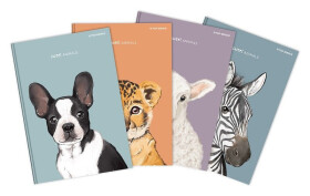 Záznamní kniha A4, 96l, 70g, čtverečkovaná - Animal (mix)