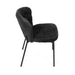 Židle jídelní, šedá látka, černé kovové nohy.