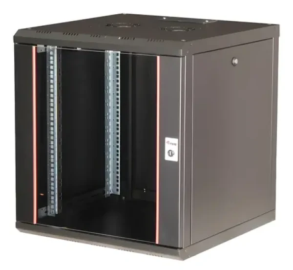 Equip 19" rozvaděč PM černá / Rozvaděč / 12U / 600x600 mm / skleněné dveře / nástěnný (EPM-12-6060-B-CBAA)