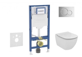GEBERIT - Duofix Set předstěnové instalace, klozetu Tesi a sedátka softclose, tlačítko Sigma01, lesklý chrom SANI11CD1133
