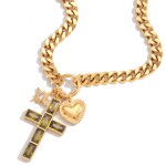 ELENYS Cross Charms – pozlacený náhrdelník 18K žluté zlato Délka: 45+5 cm / max. 50 cm