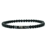 Pánský korálkový náramek Nero - 4 mm larvikit, achát, Šedá 19 cm