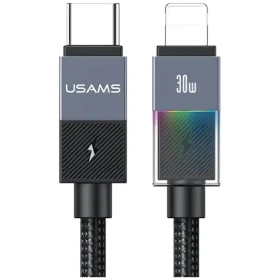 USAMS SJ776 tmavě šedá / Datový kabel / USB-C - Lightning / PD 30W / 1,2 m (SJ776USB01)