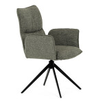 Židle jídelní, zelená látka, 360° vratný mechanismus, černý kov