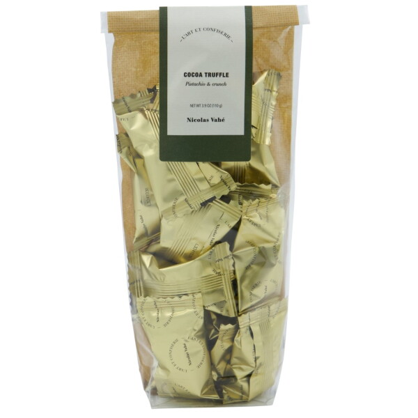 Nicolas Vahé Čokoládové lanýže s pistáciemi 110 g – speciální cena, zlatá barva