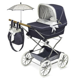 DeCuevas 82044 Skládací kočárek pro panenky REBORN se slunečníkem a doplňky VINTAGE 2023 - 90 cm