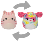 Plyšový mazlíček Squishmallows 2v1 Kočka Laura a pejsek Shena