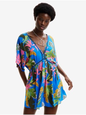 Modré dámské květované plážové šaty Desigual Top Tropical Party dámské