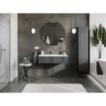 MEXEN/S - Rivel koupelnová skříňka 100 cm s umyvadlem Otis, 1 šuplík, reliéf , grafit mat/bílá mat 91A20-10023-1-BF66-W18M01