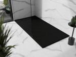 MEXEN/S - Stone+ obdélníková sprchová vanička 180 x 70, černá, mřížka černá 44707018-B