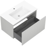 MEXEN/S - Rivel koupelnová skříňka 80 cm s umyvadlem Otis, 1 šuplík, reliéf , šedá mat/bílá mat 91A20-08047-1-BF62-W18M01