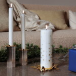 Georg Jensen Pozlacený svícen Classic Pillar Star, zlatá barva, kov