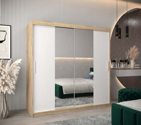 Šatní skříň Abi T1 Barva korpusu: Dub Sonoma, Rozměry: 200 cm, Dveře: Bílá
