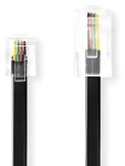 Nedis telefonní kabel RJ11-RJ45 plochý černý / Telefonní kabel / pozlacené konektory / 5 m (TCGL90201B50)