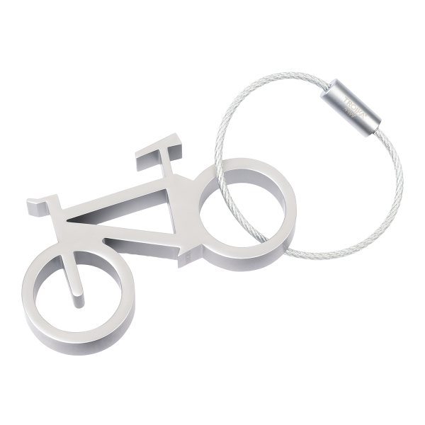 Troika klíčenka a otevírák lahví - kolo (kovová, stříbrná)