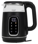 Adler AD 1305 černo-stříbrná / Rychlovarná konvice / 2200 W / 1.7 L / sklo / regulace teploty (AD 1305 BS)