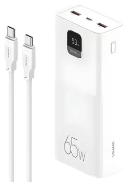 USAMS US-CD185 bílá / Powerbanka / 30 000 mAh / 65W QC3.0 + PD / 2x USB-A, USB-C (ATXLOGTCTG02)