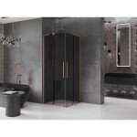 MEXEN/S - Velar L Duo sprchový kout, posuvné dveře 80 x 80, grafit, měď kartáčovaná 871-080-080-02-43-65