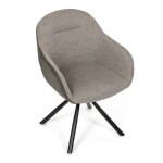 Židle jídelní, béžová látka a tmavě šedá látka v dekoru vintage kůže, černý kov, otočná P90°+ L90° s vratným mechanismem