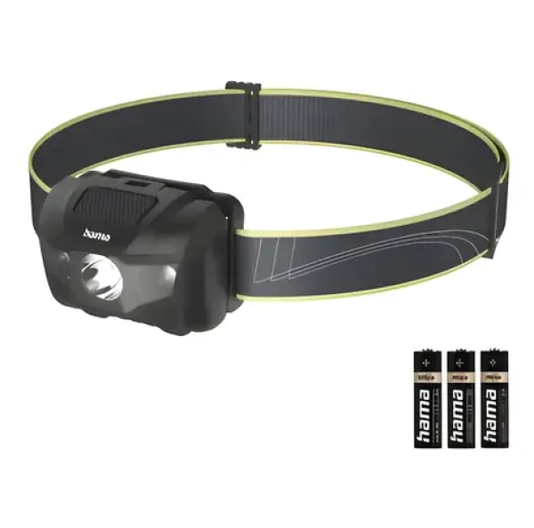 Hama HL200 černá / LED čelovka / 4 režimy / IP44 / 3x AAA