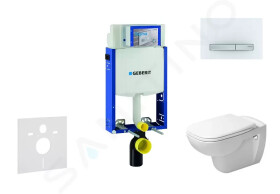 GEBERIT - Kombifix Modul pro závěsné WC s tlačítkem Sigma50, alpská bílá + Duravit D-Code - WC a sedátko, Rimless, SoftClose 110.302.00.5 NH8