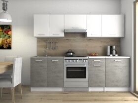 FRONTI Kuchyňská linka LUIZA 240x180 - Bílá + beton