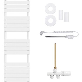 CERANO Koupelnový radiátorový set Claude - kombinované vytápění, termo tyč - boční jednobodové připojení - 600W - bílá matná - 1600x500 mm