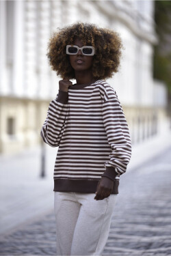 RIANA BLOUSE ČOKOLÁDA - BÉŽOVÁ MELANŽ S