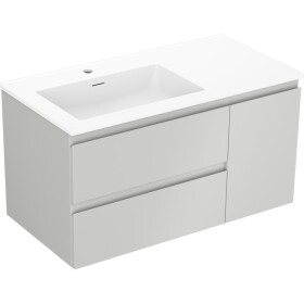 MEXEN/S - Orio koupelnová skříňka 90 cm s umyvadlem Otis levá, 2S, 1D, šedá mat/bílá mat 91A13-09047-3-BBFFF62-W18L01