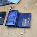 Dámská luxusní kožená lakovaná peněženka Gregorio Elissa, modrá
