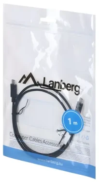 Lanberg CA-CMCM-10CU-0010-BK černá / Kabel USB / USB-C (M) - USB-C (M) / USB 2.0 / 1 m (CA-CMCM-10CU-0010-BK)