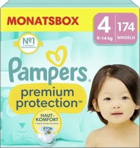 Pampers Premium Protection 9-14 kg (174 ks) / plenkové kalhotky / velikost 4 (9-14 kg) (8006540705612)
