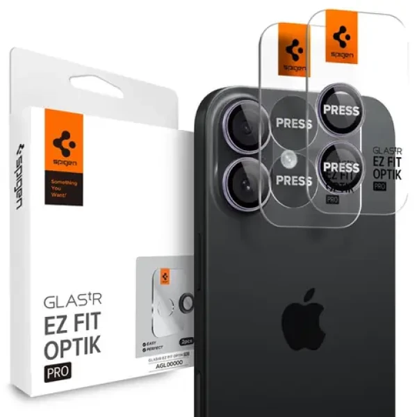 Spigen Glass tR EZ Fit Optik Pro 2 Pack ochranné sklo na čočku fotoaparátu pro Apple iPhone 17 fialová (AGL10127)