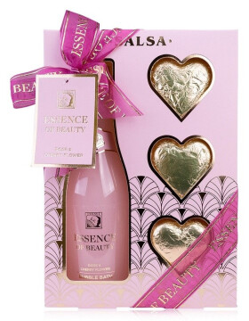 Koupelnový set Essence of Beauty v růžovém dárkovém balení s pěnou do koupele