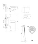Kielle - Oudee Termostatická vanová baterie s příslušenstvím EcoSpare, matná černá 10302SNT114