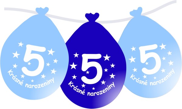 Balónek modrý KRÁSNÉ NAROZENINY číslo 5 visící- 5 ks balonky.cz Balónek modrý KRÁSNÉ NAROZENINY číslo 5 visící- 5 ks balonky.cz