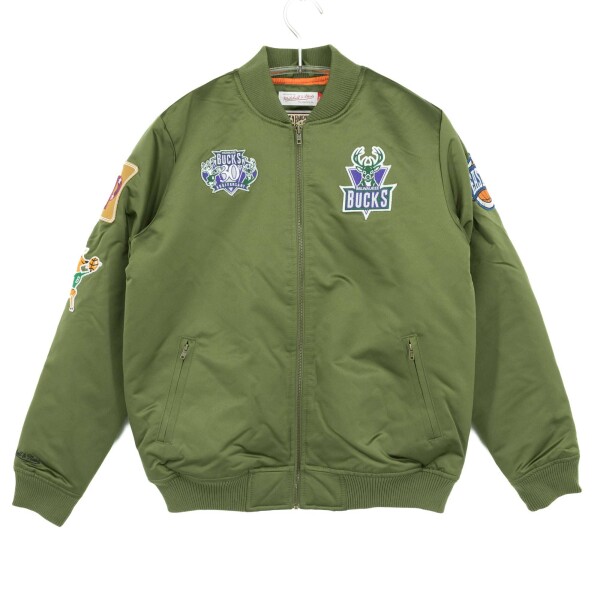 Mitchell & Ness Pánská bunda Milwaukee Bucks NBA Olive Heavyweight Satin Velikost: M