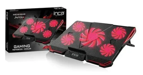 INCA INC-611GMS / Chladicí podstavec pro notebook / 5x ventilátor / LED podsvícení / 2x USB / do 17 palců (INC-611GMS)