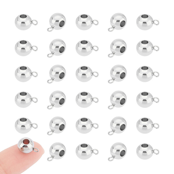 Korálek z nerezové oceli s širokým průvlekem - korálek s očkem - platinový - 11 x 6,5 x 8 mm - 1 ks