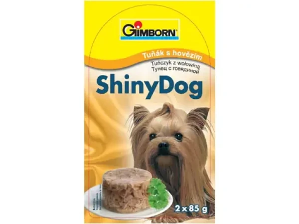 GIMBORN ShinyDog konzerva tuňák+hovězí 2x85g / Konzerva pro psy (4002064904528)