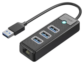 Orico PW3UR25-U3 černá / USB hub / 3x USB-A 3.0 / RJ45 2.5G Ethernet / kabel 0,5 m