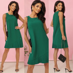 308-4 KARINE elegantní trapézové šaty s asymetrickým řasením - ZELENÉ XXL