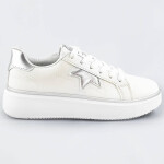 Bílo-stříbrné šněrovací tenisky sneakers hvězdičkou (BB126L) Barva: odcienie bieli, Velikost: XL (42)