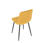 Židle jídelní, žlutá sametová látka, nohy černý kov