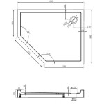 MEXEN - Flow+ pětiboká sprchová vanička pravá 100 x 80, černá mat 46P708010RH