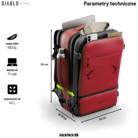 Diablo Chairs Backpack Air vínová / Batoh / multifunkční / podtlakové oddělení / do 17" notebooku (1814)