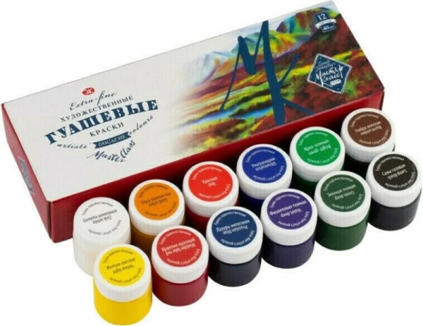Nevskaya Palitra Master Class kvašové barvy sada 12 x 40 ml
