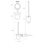 SAPHO - LARISSA WC štětka závěsná, mléčné sklo, černá/zlato mat WS008BG