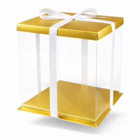 Cake star dortový box zlatý hranatý 33x33x40cm - bez stuhy